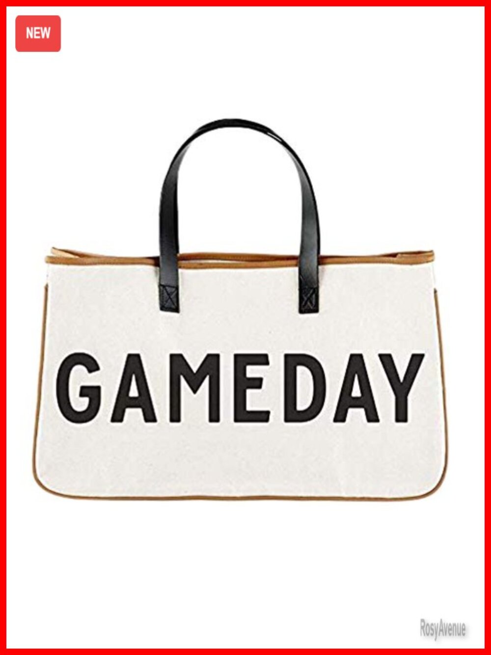 Canvas Tote Bag with Genuine Leather Handles